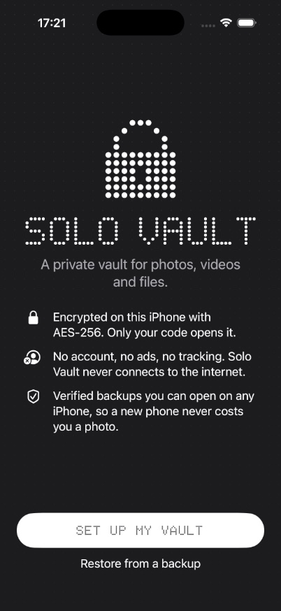 Solo Vault screen 1